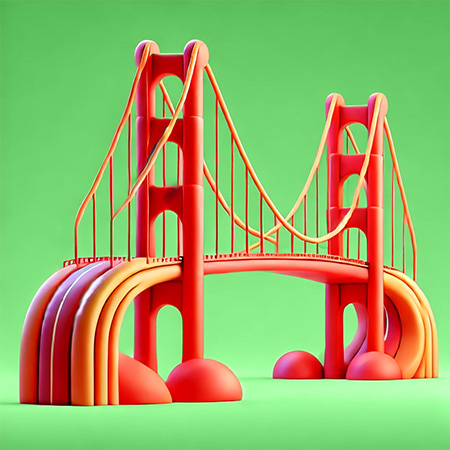 Pont dans un style golden gate 